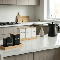 Bocaux de cuisine hermétiques écologiques de grande capacité pour grains de café et sucre, à poser sur le comptoir