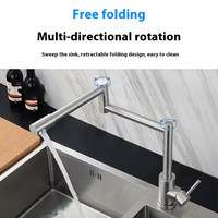 Robinet de lavabo mural double articulation en acier inoxydable 304 brossé nickel, rotation à 360° °   Robinet de remplissage de pot pliable rotatif pour bras robotique sur cuisinière