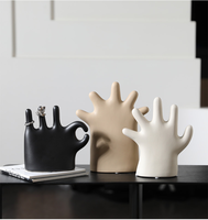 Statues en porcelaine en forme de doigt de main, design artistique simple, petites figurines décoratives pour l'aménagement intérieur des armoires, étagères et tables
