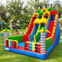 Grand toboggan gonflable commercial extérieur en PVC à double piste, château gonflable, aire de jeux pour enfants, toboggan gonflable géant à sec