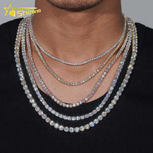 Chaîne Tennis Moissanite Certifiée GRA VVS la plus vendue, en <span class=keywords><strong>Argent</strong></span> 925, 2mm 3mm 4mm 5mm, Colliers Ras-du-Cou Moissanite Iced Out - Product Image 1