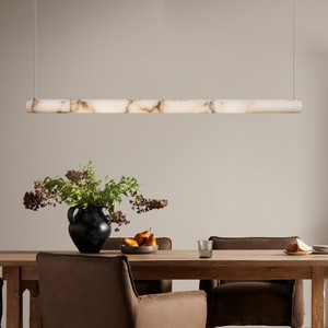 Marble Chandelier LED Tube Hanging Marble Pendant <b>Light</b> Natural Alabaster Copper <b>light</b> led tube pendant <b>light</b> for <b>Dining</b> Room - Product Image 5