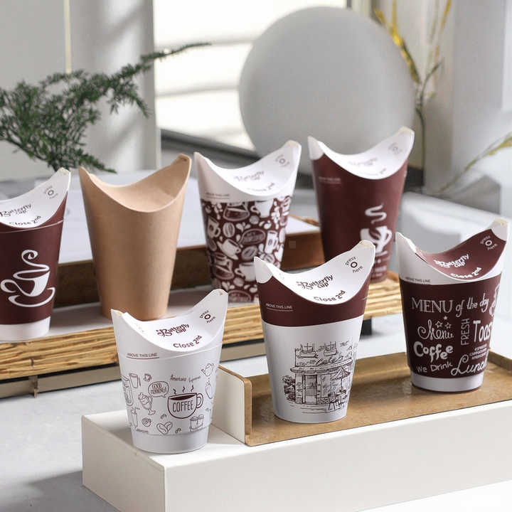 AT PACK Classy Disposable Thickened Paper Cup Design Custom Logo Hot Drink Butterfly Cup Single Double Matte Coating Popular