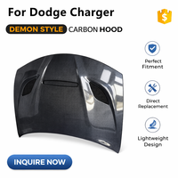 Capot en fibre de carbone avec aération pour Dodge Charger (2015-2023) |   Remplacement du capot avant style démon |   Ajustement de style OEM