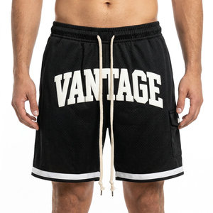 OEM Manufacturers Basketball Shorts Mens Custom Applique Logo Cargo Pocket Streetwear Vintage <b>Retro</b> Training Gym Mesh Shorts - Product Image 2