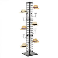 Tour métallique sur pied pour magasin de sport, présentoir Double face pour chapeaux et chaussettes avec porte-chapeau