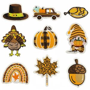 Nouveaux patchs thermocollants en tissu transfrontaliers pour Thanksgiving, décorations de fête avec dindes, citrouilles et motifs de récolte d'automne, pour vêtements - Product Image 1