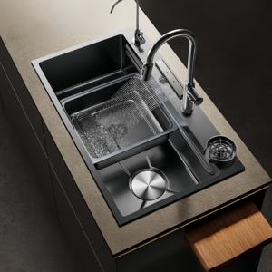 Fregadero de Cocina Grande de un Solo Tazón, Fregadero Integrado de Acero Inoxidable 304 Estándar Nacional para Lavar Platos - Product Image 1