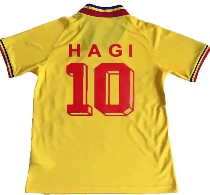 Maillots de football rétro HAGI RADUCIOIU POPESCU RomAnIaS Team Home chemises jaunes maillots camiseta de futbol thaïlande 94 Away rouge