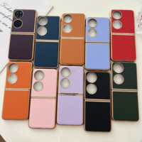 2024 vente chaude à la mode étui de téléphone en cuir PU pour Huawei P50 POCKET POCKETS placage couverture pliante dure