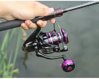 Moulinet de pêche à lancer HP500 800 1000-7000 à rapport de transmission 5.2:1, poignée en métal EVA, pour rivière et ruisseau, prix abordable