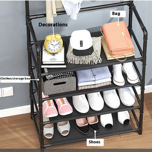 Zapatero Moderno de Estilo Minimalista con <span class=keywords><strong>Perchero</strong></span>, Diseño de Doble Fila de Ganchos, <span class=keywords><strong>Perchero</strong></span> Metálico para Colgar Ropa - Product Image 5