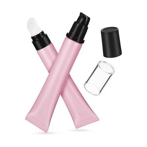 Stock pink Luxury Wholesale 20g Empty Serum Squeeze Eye Cream Tube Cosmetic Packaging with Zinc Alloy Metal Applicator - Product Image 1