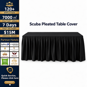 Mantel plisado Scuba para alquiler de eventos con tela de fácil cuidado y colores personalizados para compras al por mayor - Product Image 2