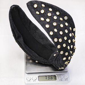 HOVANCI Casuale 7 centimetri Largo Denim Fasce Per Capelli Bianco Diamante Del Tessuto Dei Capelli Del Cerchio Croce Nodo Jean Fasce per Copricapo Accessori - Product Image 6