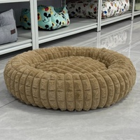 Lit pour chien et chat ETRIP PET confortable en forme de donut, couleur kaki, chaud et apaisant