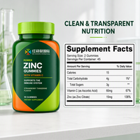 Gummies au Gluconate de Zinc saveur Fraise et Mandarine, 90 unités, Complément Alimentaire, Marque Privée