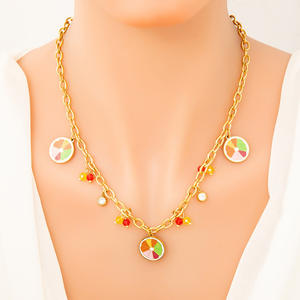 Fruit Pattern Zinc Alloy <b>Necklace</b> 18K Gold Color Clavicle Chain Party Jewelry <b>Pineapple</b> Watermelon Design - Product Image 3