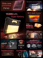 Tablette robuste CUBOT TAB Kingkong S Android 15 4G Wi-Fi Nouvelle tablette robuste Unisoc T616 GPS 10,1 pouces HD+ 90Hz 6 Go + 256 Go Batterie 15300 mAh