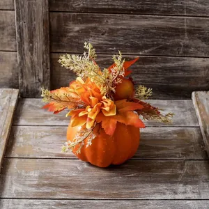 Decorazioni Autunnali con Zucca Artificiale e Crisantemo, Ornamenti per Casa, Tavola, Ingresso e Credenza per Halloween e Ringraziamento - Product Image 4