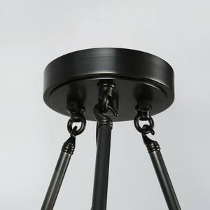 Lámpara de Techo Moderna de Metal con Ruedas de Cobre, Pantalla de Cristal, Acabado Negro Mate, Luces Colgantes Redondas para Sala de Estar o Vestíbulo - Product Image 4