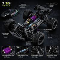 Voiture RC 4x4 Brushless Haute Vitesse 1:16 70km/h, Monster Truck Tout-Terrain 2.4G, Buggy de Course Rapide 3 Vitesses, Jouet Électrique 4x4 pour Passionnés