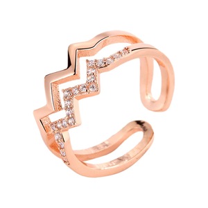 RFJEWEL Fashion Best Seller CZ Wave Ring con pietre preziose in oro/oro rosa/argento placcato colore per il miglior regalo della <span class=keywords><strong>ragazza</strong></span> - Product Image 2
