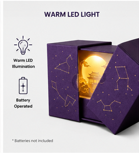 กล่องขนมไหว้พระจันทร์สีม่วงสุดหรู พร้อมไฟ LED อุ่นๆ ฉากกระดาษตัด 3 มิติ กล่องกระดาษแข็งแข็งแรง สำหรับบรรจุภัณฑ์ของขวัญเทศกาลกลางฤดูใบไม้ร่วง - Product Image 4