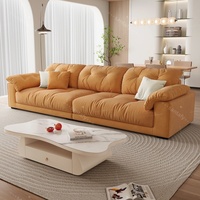 Ensemble de canapés de salon en bois massif et tissu, style crème, petite taille, rembourrage en éponge haute densité, écologique, pour célébrités d'Internet