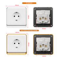 Prise murale FIKO 147 Type Encastrée Double 2 Gangues 13AUK Multifonctionnelle EU 2 Voies avec Charge USB + Type-C