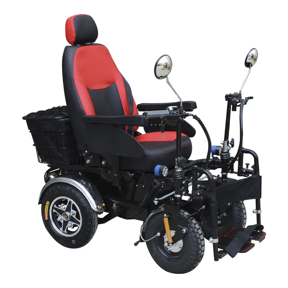 電磁ブレーキ車椅子オフロードブラッシュドモーター軽量折りたたみ式電動高齢者車椅子黒人60040AH