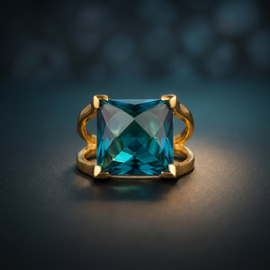 แหวนทองเหลืองชุบทอง 24K ประดับเพชรซิร์คอนไฮโดร ดีไซน์ทันสมัย - Product Image 2