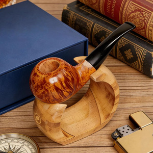 Crescent Moon Pipe Stand Walnut Wood Natural Color Tobacco Pipe Holder Gift For Smoking Pipes - Product Image 2