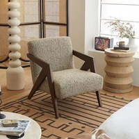 Fauteuil à bras en bois massif antique français avec housse en lin pour salon, villa, hôtel - Fauteuil d'appoint inclinable moderne de luxe léger