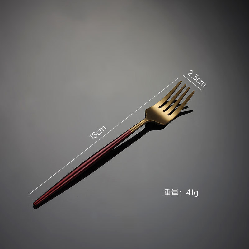 Red dessert fork