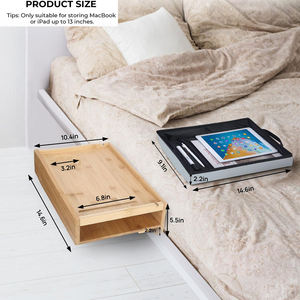 Étagère de chevet en bambou facile à assembler, organisateur <span class=keywords><strong>avec</strong></span> porte-gobelet et gestion des câbles, table de rangement de chevet <span class=keywords><strong>avec</strong></span> <span class=keywords><strong>tiroir</strong></span> - Product Image 6