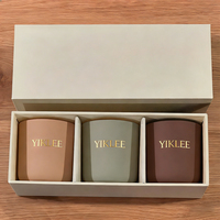 Cajas de Regalo para Velas de Vidrio Transparente con Certificación FSC, OEM/ODM, Paquete de 3 Velas de Cera de Soya Natural