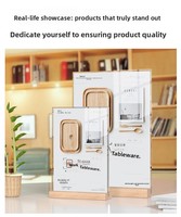 Support de présentation double face en bois de hêtre en forme de L, horizontal et vertical, pour menu, liste de prix, porte-cartes de table pour restaurant, café
