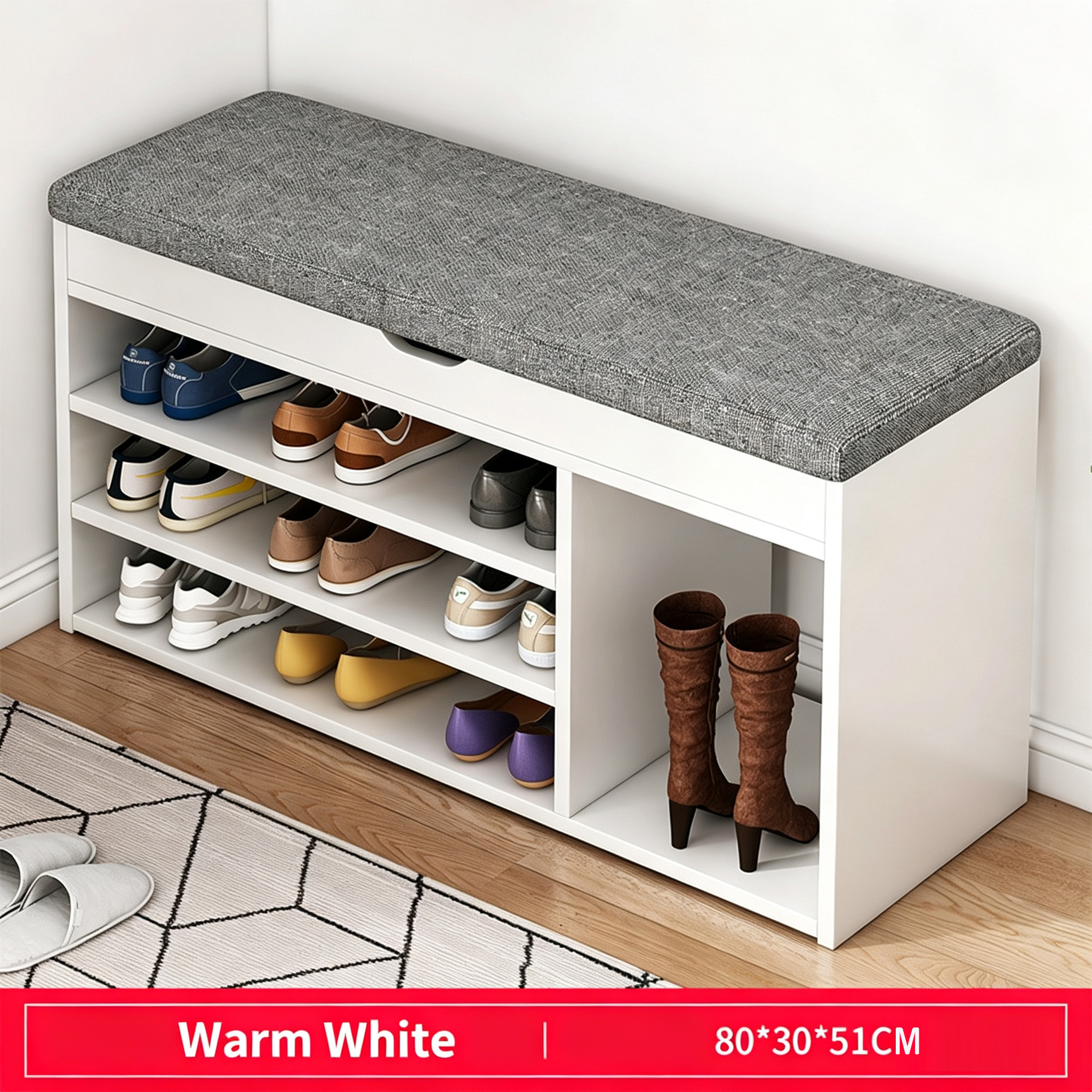80/30/51 warm white and gray fabric seat cushion