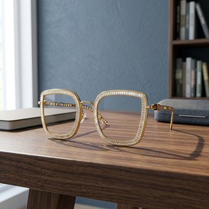 Luxurious Gold Square Sunglasses Full Rim UV400 Protection Women Adult Fashion Accessories - Product Image 4