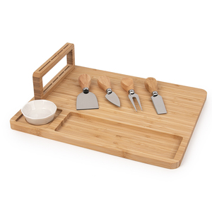 factory wholesale organic bamboo cutting board cheese serving board Kitchen Serving tray cheese cutting board set