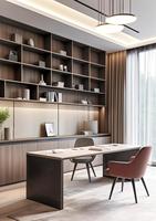Meja Belajar & Rak Buku Minimalis Italia yang Dapat Disesuaikan, Furnitur Terpadu Kantor Rumah Premium Kustom