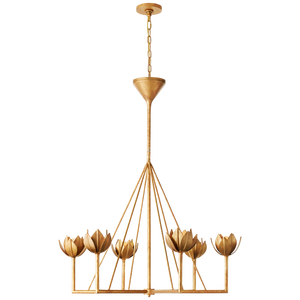 Lámpara Colgante Estilo Retro Americano con Forma de Capullo de Flor de Loto Dorado, Lámpara de Techo Lineal Grande de Metal para Comedor, Lámpara Colgante Antigua Estilo Alberto - Product Image 3
