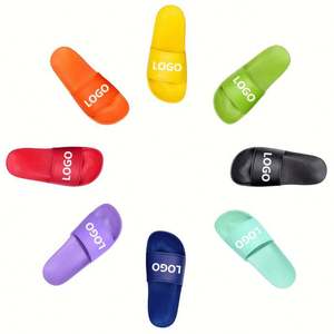 Custom Logo Printed Indoor Slides Solid Color PVC Anti-Slippery Open Toe Summer Slippers EVA Midsole - Product Image 1