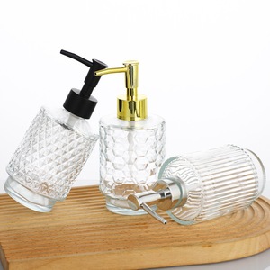 Botol Dispenser sabun kaca isi ulang 320ml dengan pompa tekan untuk sampo Lotion Gel Mandi Hotel penggunaan Spa dan kamar mandi - Product Image 2