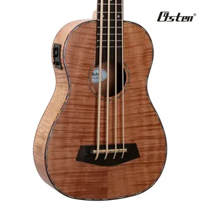 Chinese musical instrument professional factory supplier Flame Okoume body 30 inch Bass Ukulele Durable guitar