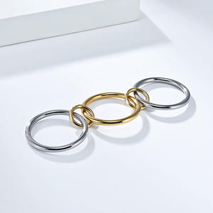 European American Three Layer <b>Stacked</b> <b>Ring</b> For Women Titanium Steel Geometric Design Separable Fashion Jewelry Gift - Product Image 3
