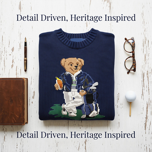 Suéter de Punto Grueso 7GG para Hombre, Estilo Preppy <span class=keywords><strong>Vintage</strong></span>, con Jacquard de Oso, Diseño Retro con Estampado Animal, Mezcla de Lana, para Invierno - Product Image 2