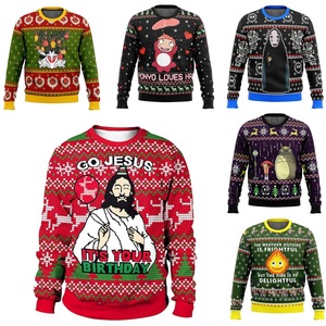 Pulls de Noël personnalisés pour hommes hiver doux grande taille mode dessin animé Jacquard 100% acrylique en gros - Product Image 6