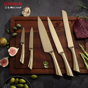 Set di 5 coltelli Garwin in acciaio inossidabile dorato con lame rivestite in 3Cr13, manico cavo ambidestro per affettare e servire. - Product Image 1